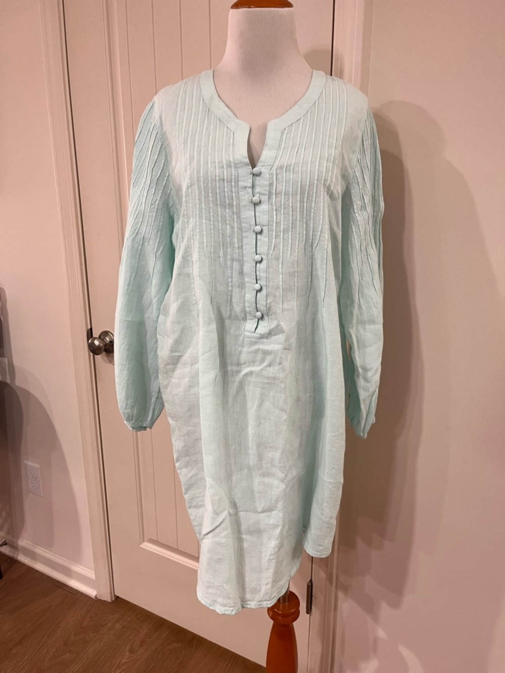 Vineyard Vines Pale Aqua Striped linen tunic